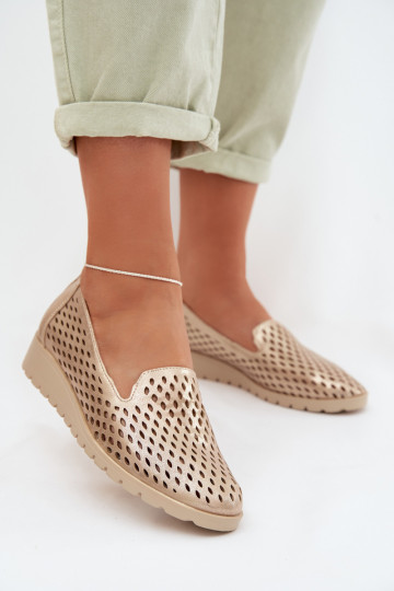 Scarpe da donna con elementi traforati oro Flariette
