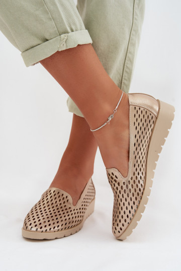 Scarpe da donna con elementi traforati oro Flariette 2