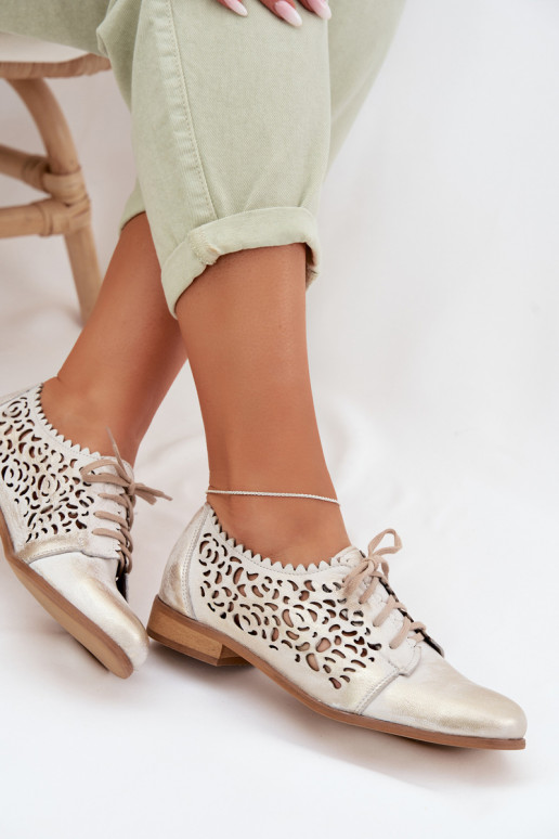 Pelle con elementi traforati scarpe Femminile Zazoo 3195 colore dorato