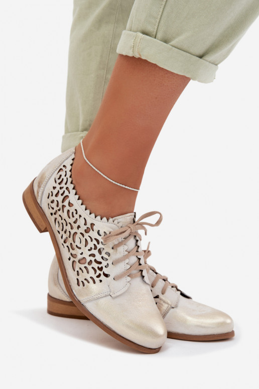 Pelle con elementi traforati scarpe Femminile Zazoo 3195 colore dorato