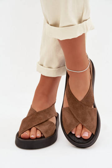 Sandali da donnaAbilitatoturalnego dalla pelle scamosciatau Zazoo 3196 colore marrone