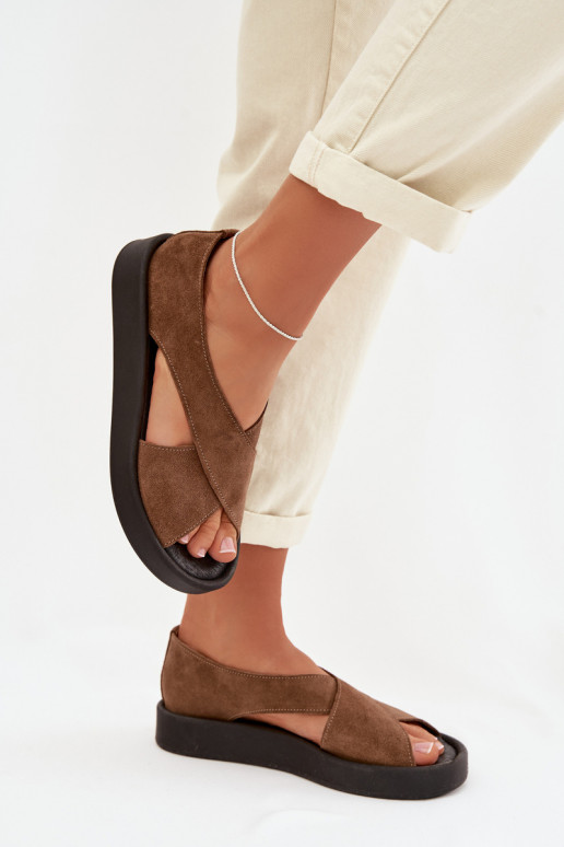 Sandali da donnaAbilitatoturalnego dalla pelle scamosciatau Zazoo 3196 colore marrone