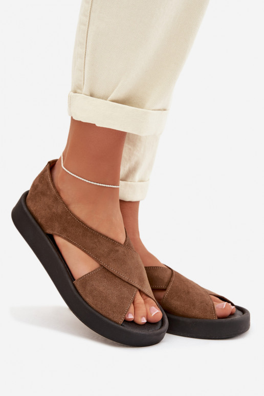 Sandali da donnaAbilitatoturalnego dalla pelle scamosciatau Zazoo 3196 colore marrone