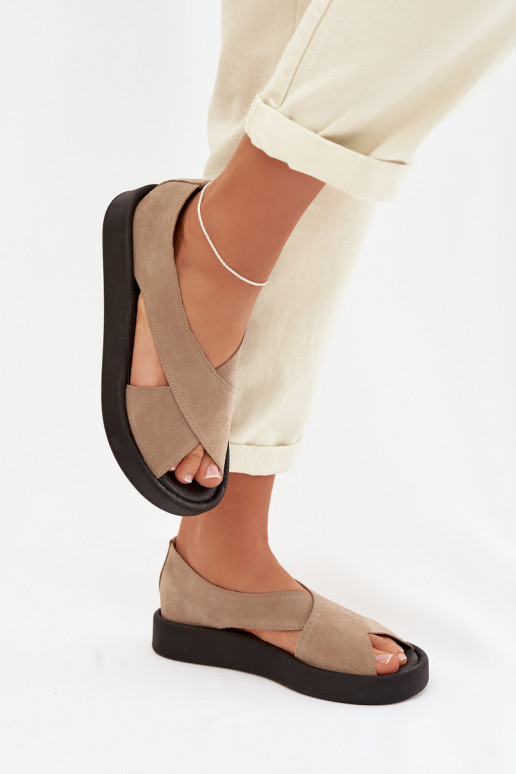 Sandali da donnaAbilitatoturalnego dalla pelle scamosciatau Zazoo 3196 beige