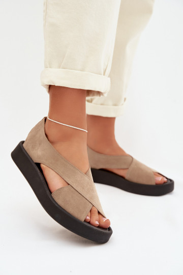 Sandali da donna in camoscio naturale Zazoo 3196 sabbia 2
