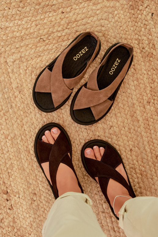 Sandali da donnaAbilitatoturalnego dalla pelle scamosciatau Zazoo 3196 CzekoladoAe