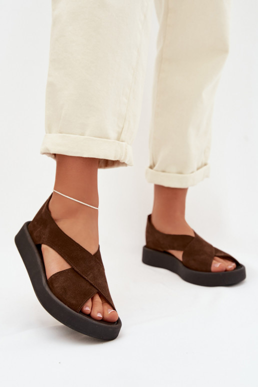 Sandali da donnaAbilitatoturalnego dalla pelle scamosciatau Zazoo 3196 colore marrone