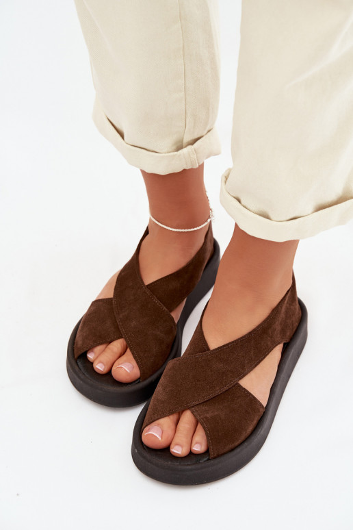 Sandali da donnaAbilitatoturalnego dalla pelle scamosciatau Zazoo 3196 colore marrone