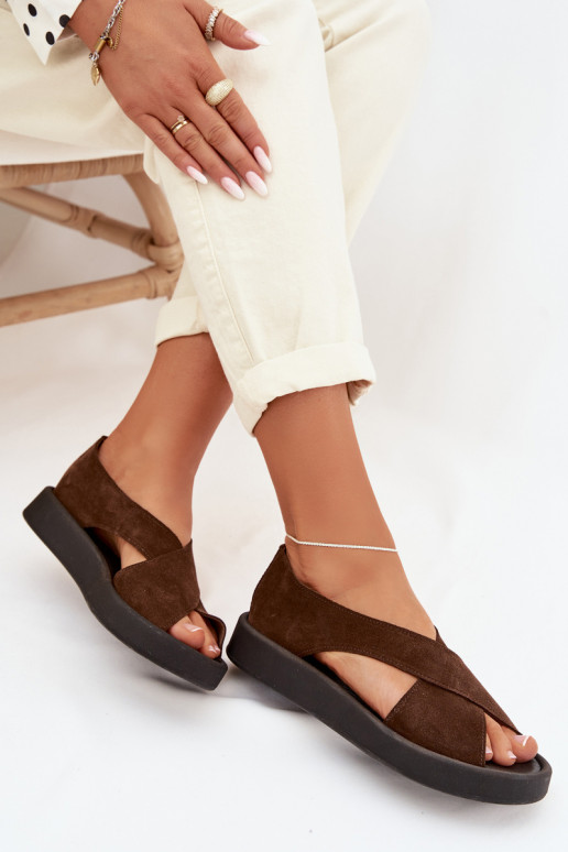 Sandali da donnaAbilitatoturalnego dalla pelle scamosciatau Zazoo 3196 colore marrone