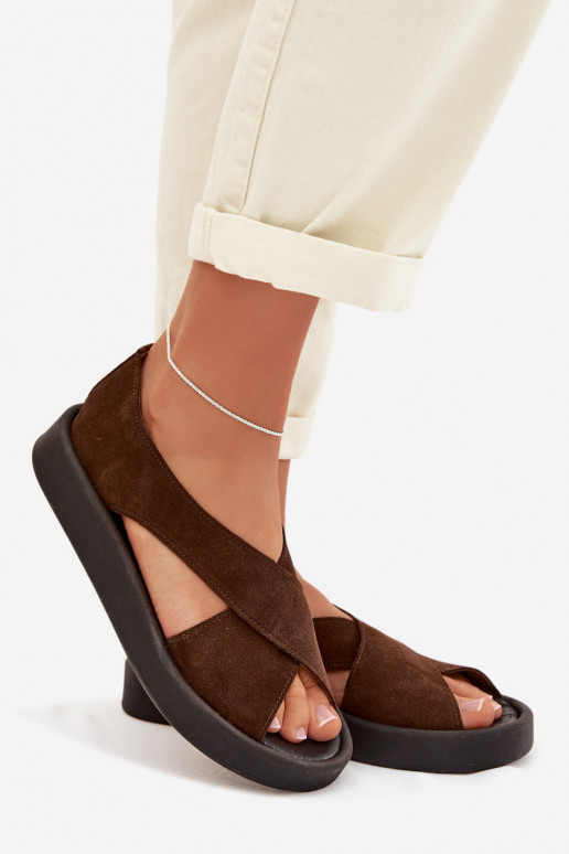 Sandali da donnaAbilitatoturalnego dalla pelle scamosciatau Zazoo 3196 colore marrone