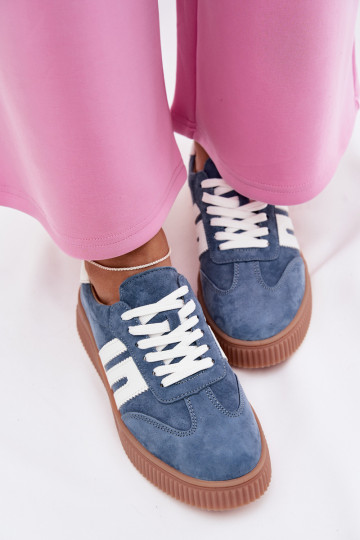 Scarpe modello sneakers FemminileAbilitatoturalnego dalla pelle scamosciatau colore blu Delyssia