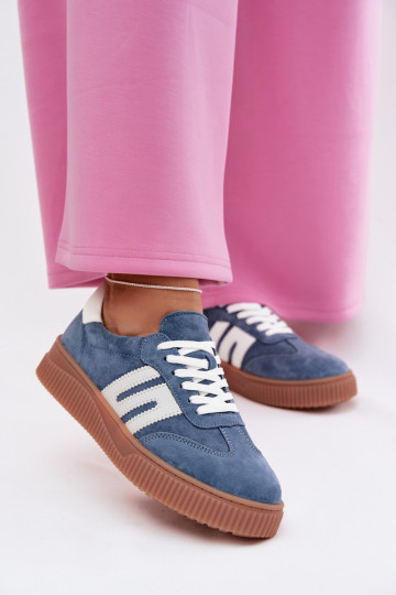 Delyssia scarpe sportive da donna in camoscio blu 2