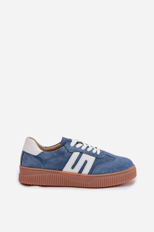Scarpe modello sneakers FemminileAbilitatoturalnego dalla pelle scamosciatau colore blu Delyssia