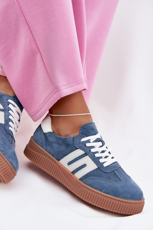 Scarpe modello sneakers FemminileAbilitatoturalnego dalla pelle scamosciatau colore blu Delyssia