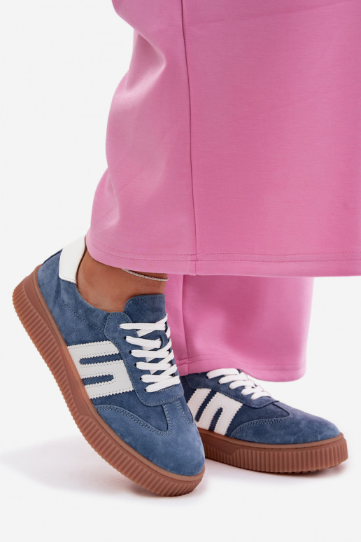 Scarpe modello sneakers FemminileAbilitatoturalnego dalla pelle scamosciatau colore blu Delyssia