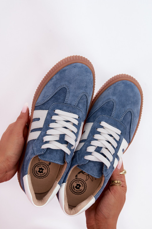 Scarpe modello sneakers FemminileAbilitatoturalnego dalla pelle scamosciatau colore blu Delyssia
