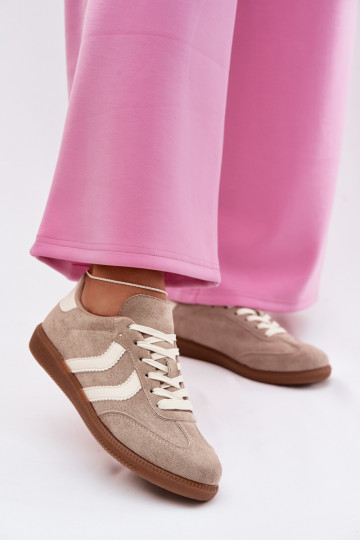 Scarpe modello sneakers Femminilein ecopelle scamosciatau beige Jesavella