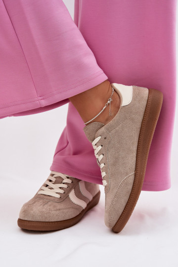 Scarpe modello sneakers Femminilein ecopelle scamosciatau beige Jesavella 2