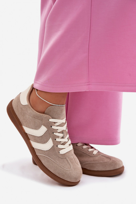 Scarpe modello sneakers Femminilein ecopelle scamosciatau beige Jesavella