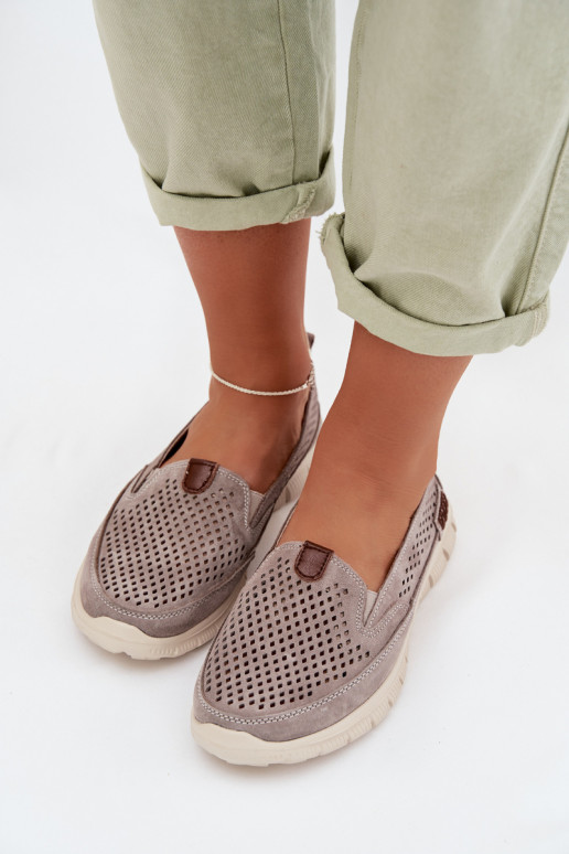 con elementi traforati scarpeAbilitatoturalnego dalla pelle scamosciatau colore grigio Ravinette