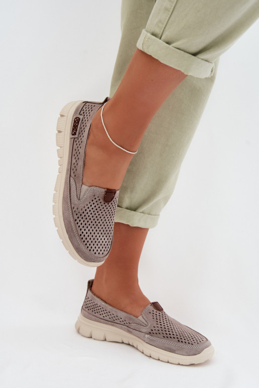 con elementi traforati scarpeAbilitatoturalnego dalla pelle scamosciatau colore grigio Ravinette