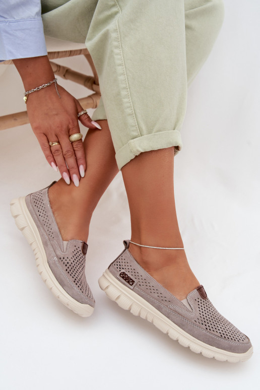 con elementi traforati scarpeAbilitatoturalnego dalla pelle scamosciatau colore grigio Ravinette