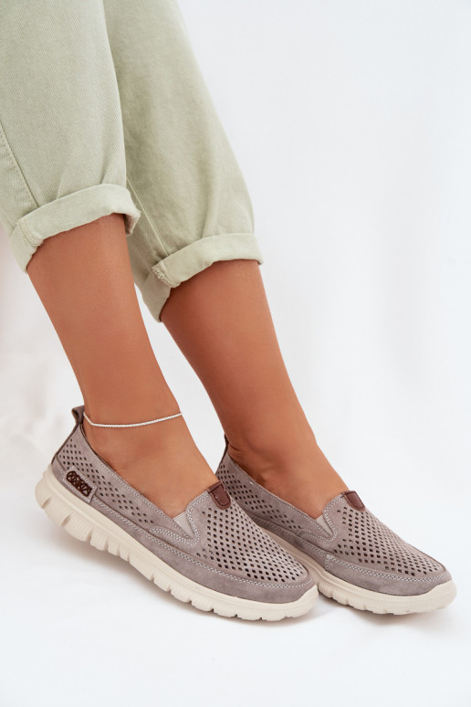 con elementi traforati scarpeAbilitatoturalnego dalla pelle scamosciatau colore grigio Ravinette