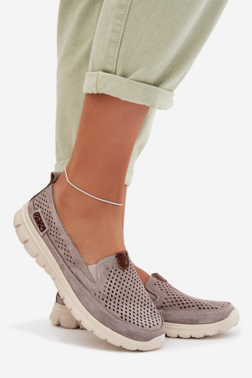 con elementi traforati scarpeAbilitatoturalnego dalla pelle scamosciatau colore grigio Ravinette