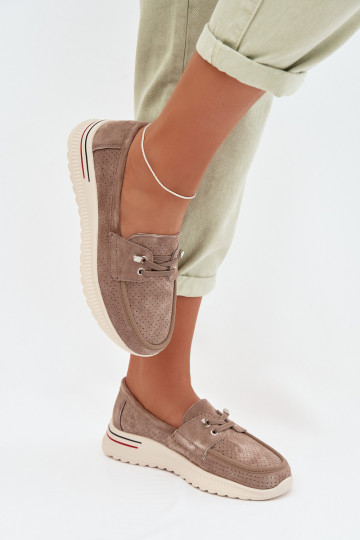 Selorette scarpe color sabbia in camoscio naturale