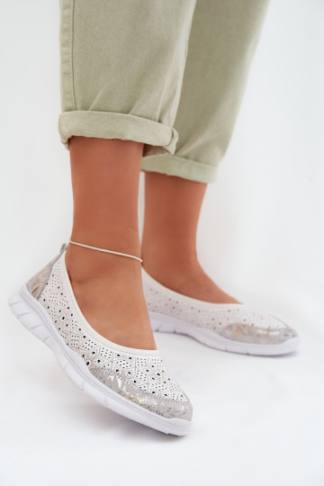 Pelle Ballerine traforate S.Barski GR61-5973 Colore bianco 2