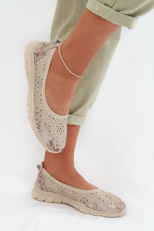 Pelle Ballerine traforate S.Barski GR61-5973 beige