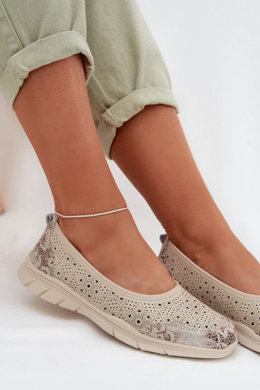 Pelle Ballerine traforate S.Barski GR61-5973 beige