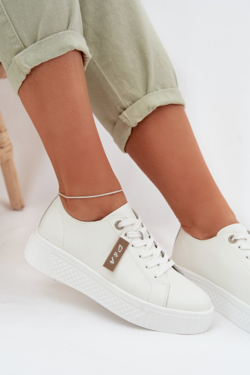 D&A GR61-5591 scarpe sportive da donna in pelle bianca