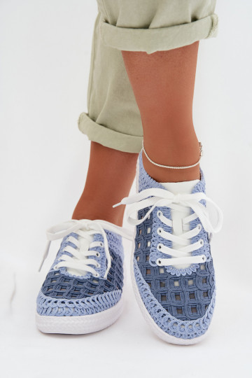 con scritti Pelle scarpe Femminile D&A GR61-5951 colore blu