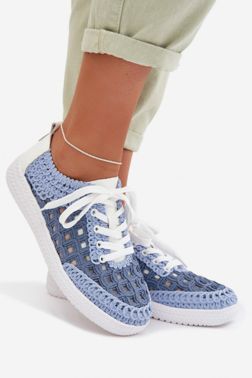 con scritti Pelle scarpe Femminile D&A GR61-5951 colore blu