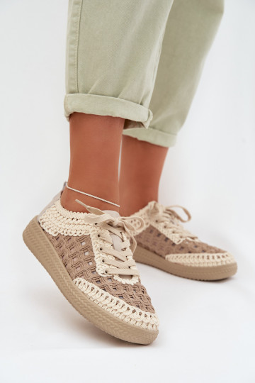 con scritti Pelle scarpe Femminile D&A GR61-5951 beige