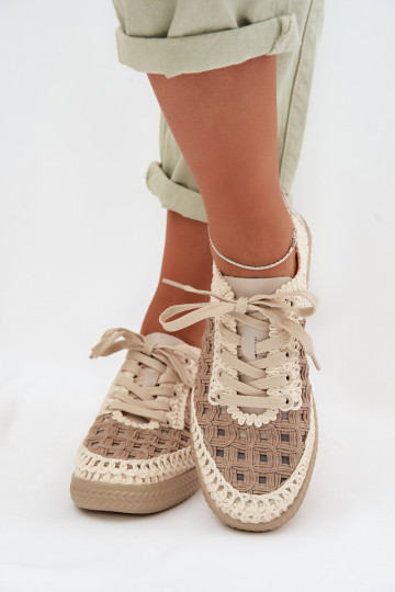 D&A GR61-5951 scarpe da donna in pelle color sabbia con motivo 2