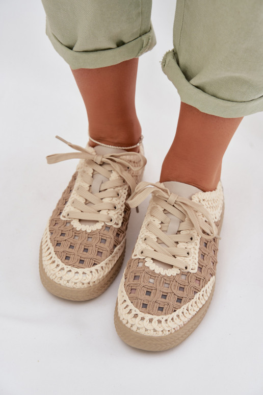 con scritti Pelle scarpe Femminile D&A GR61-5951 beige