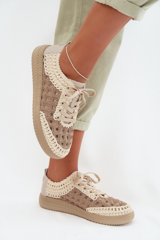 con scritti Pelle scarpe Femminile D&A GR61-5951 beige