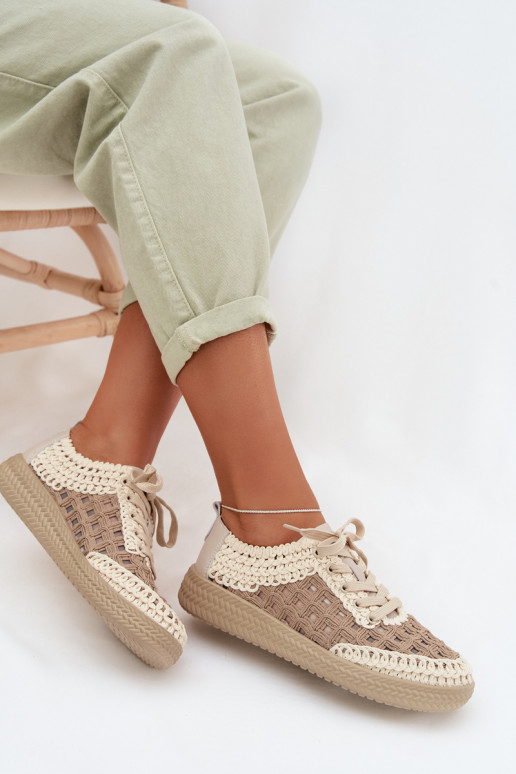 con scritti Pelle scarpe Femminile D&A GR61-5951 beige