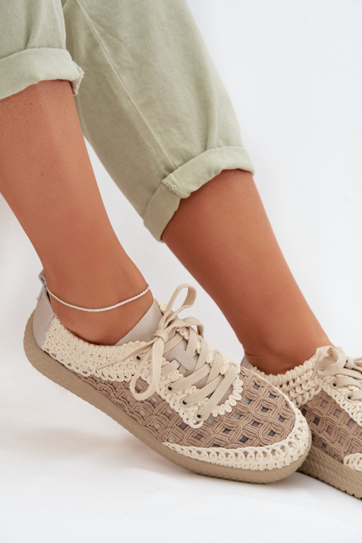 con scritti Pelle scarpe Femminile D&A GR61-5951 beige