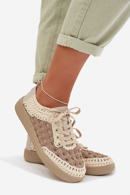 con scritti Pelle scarpe Femminile D&A GR61-5951 beige