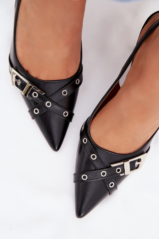 Sandali da donna con tacchi sottili con strisce I con fibbie colore nero Parina