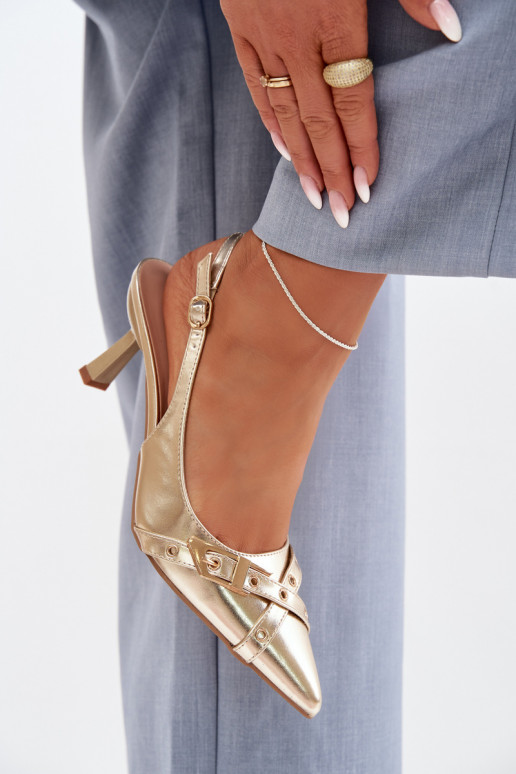 Sandali da donna con tacchi sottili con strisce I con fibbie colore dorato Parina