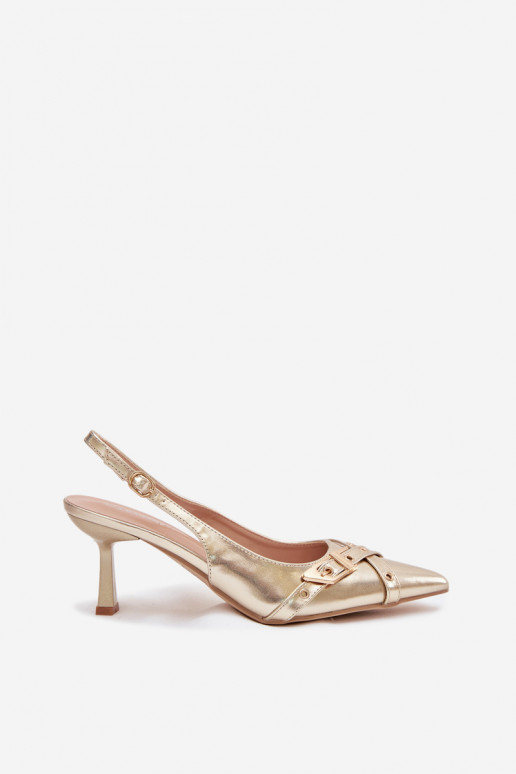 Sandali da donna con tacchi sottili con strisce I con fibbie colore dorato Parina