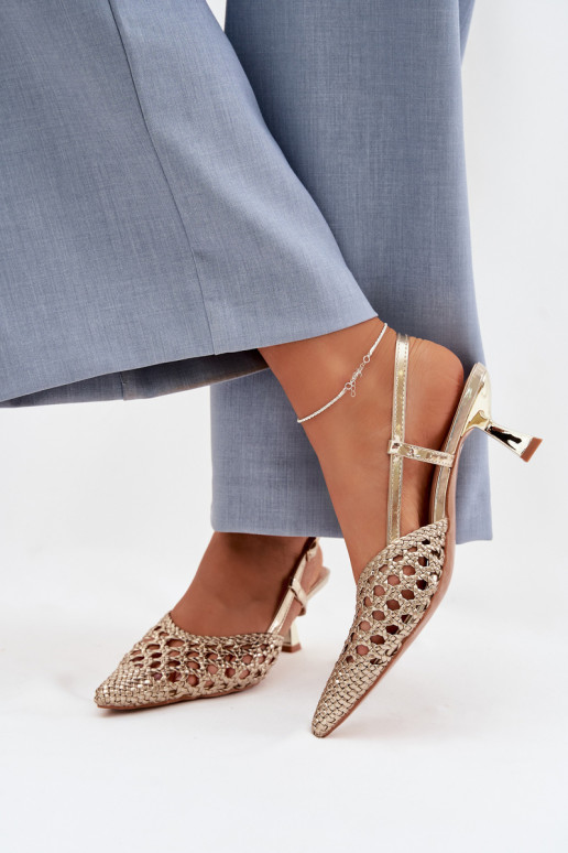 sandali fantasia Femminile con i tacchi colore dorato Selinae