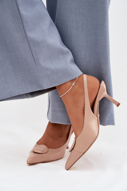 Sandali da donna con tacchi sottili Con decorazioni Detalem beige Deveriae