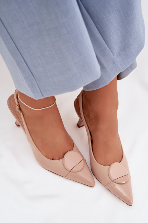 Sandali da donna con tacchi sottili Con decorazioni Detalem beige Deveriae