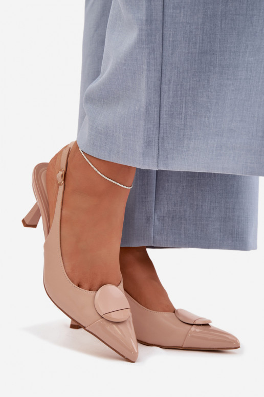 Sandali da donna con tacchi sottili Con decorazioni Detalem beige Deveriae