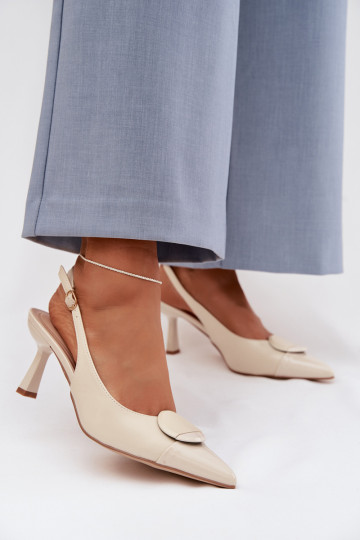 Sandali da donna con tacchi sottili Con decorazioni Detalem colore avorio Deveriae